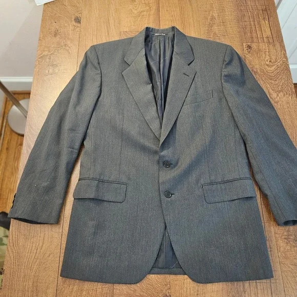 Salvatore Ferragamo Suit Jacket Men Size 42 Charcoal Super 100s Made in Italy